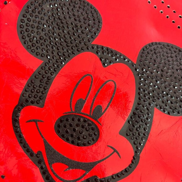 Mickey Mouse Disney Red Bedazzled Red Patent Leather Tote Bag - Picture 5 of 12